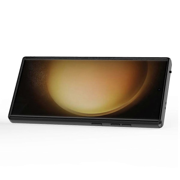 Samsung Galaxy S24 Ultra -kotelo, pudotussuoja, PC+TPU-jalustakansi ja liukulinssisuoja Multicolor Black