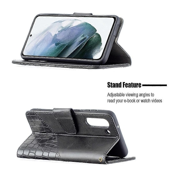 BF04 Skjøtet Krokodille Tekstur Lær Telefon Shell Lommebok Stativ Deksel for Samsung Galaxy S21 FE 5G Multicolor Style C