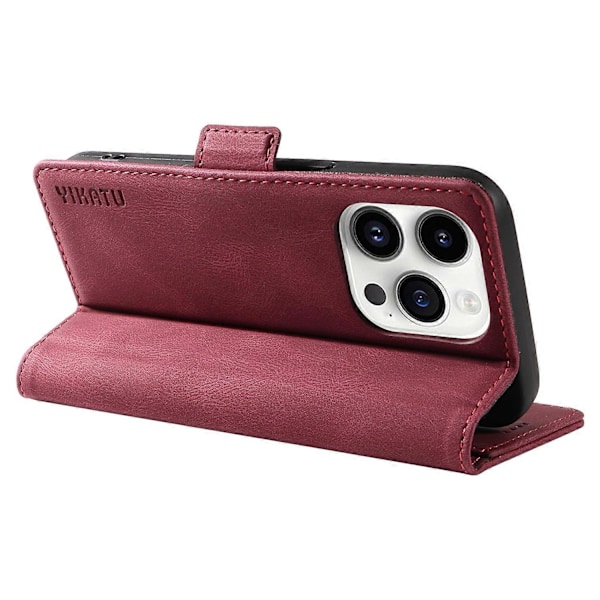 YIKATU YK-005 för iPhone 14 Pro Folio Flip Fodral PU Läder Hud-känsla Ställ Plånbok Mobilskal Multicolor Style F