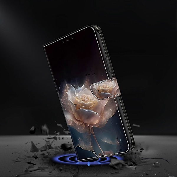 Skal för Samsung Galaxy S24 FE Mönstertryckt Skyddande Läder Flip Fodral - Panda Multicolor Peony