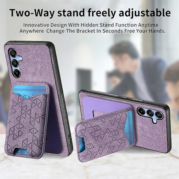 Til Samsung Galaxy A15 4G/5G Etui med Præget Mønster, Kortholder, Støttefod, Læder Bagside Cover Multicolor Style B
