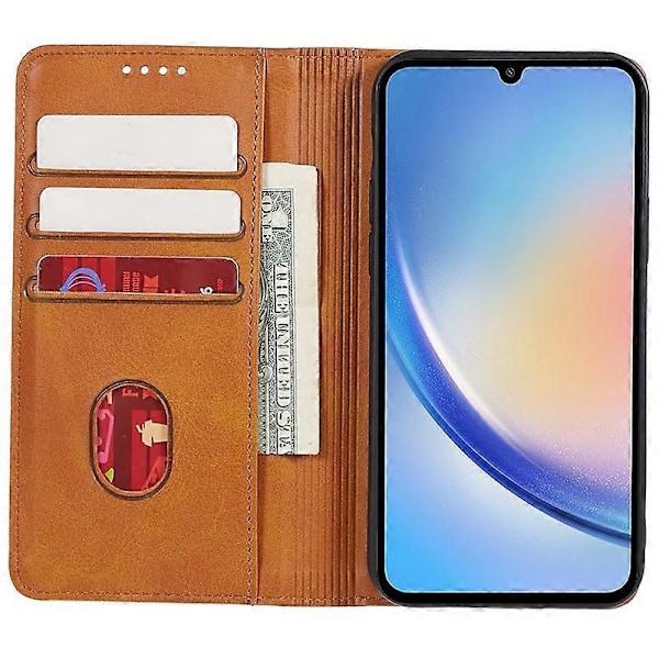 Til Samsung Galaxy A15 5G Etui Kalvetekstur Stand Wallet PU Læder Telefon Cover Multicolor Style D