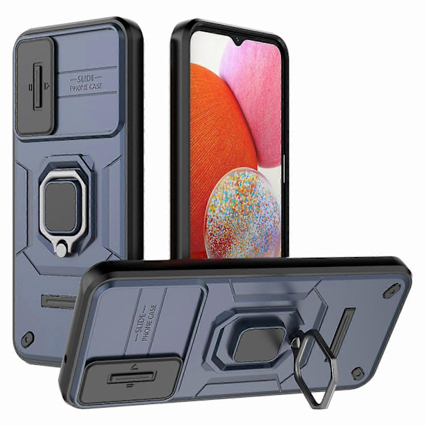 Baksida Skal för Samsung Galaxy A14 5G/A14 4G PC+TPU Telefonfodral Skjutbart Linsskydd Ställ Multicolor Style D