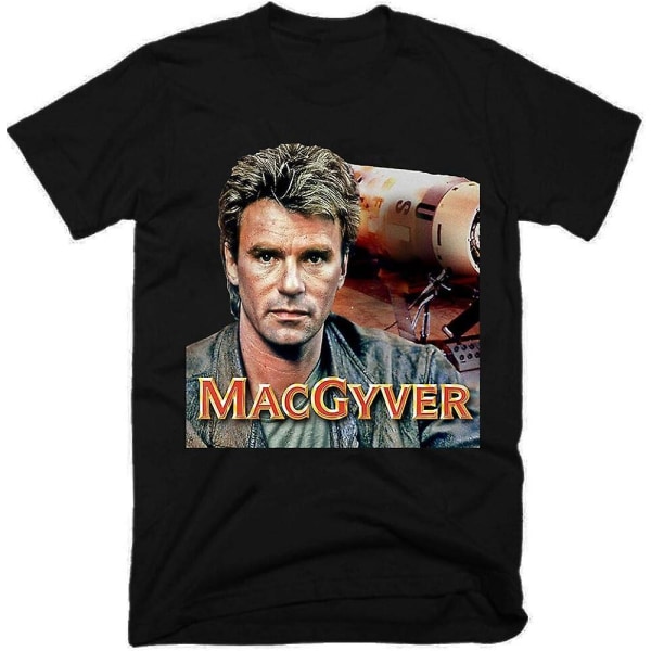 Macgyver 100 % bomull herr T-shirt - vuxen, 3xl Black L