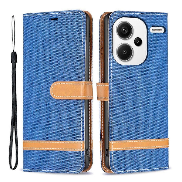 Lompakkokotelo Xiaomi Redmi Note 13 Pro+ 5G -puhelimelle, farkkukangaskuvioinen Multicolor Sapphire