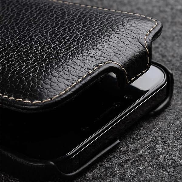 MELKCO Lodret Flip Cover til iPhone 14 Plus Ægte Koskindslæder+PC Mat Telefoncover Multicolor Style C