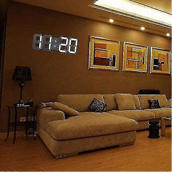 Dhrs 3d led väggklocka, modern digital väckarklocka 24 eller 12 timmars display