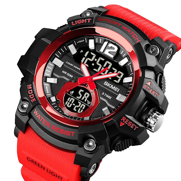 Skmei 1725 Led Digital Display Ljusande elektronisk watch Red