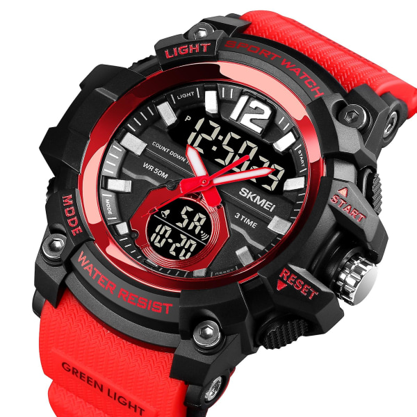 Skmei 1725 LED Digital Display Lysende Elektronisk Ur Red