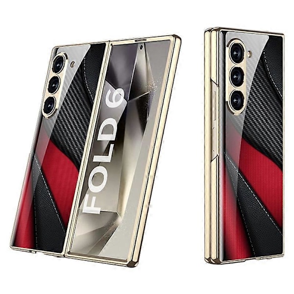 GKK Etui til Samsung Galaxy Z Fold6 5G Elektroplettering Trykt Mønster Hærdet Glas+PC Telefoncover Multicolor Style C