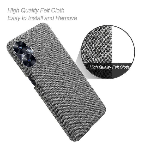 For Realme C55 Smartphone Deksel Solid Farge Støtsikker Hard PC+Stoff Telefondeksel