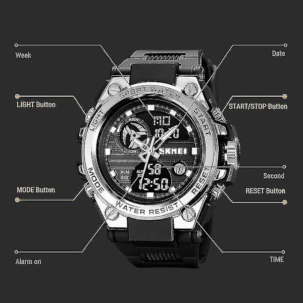 Skmei 2031 Vandtæt Chronograph Herre Sportsur Sort Black gold