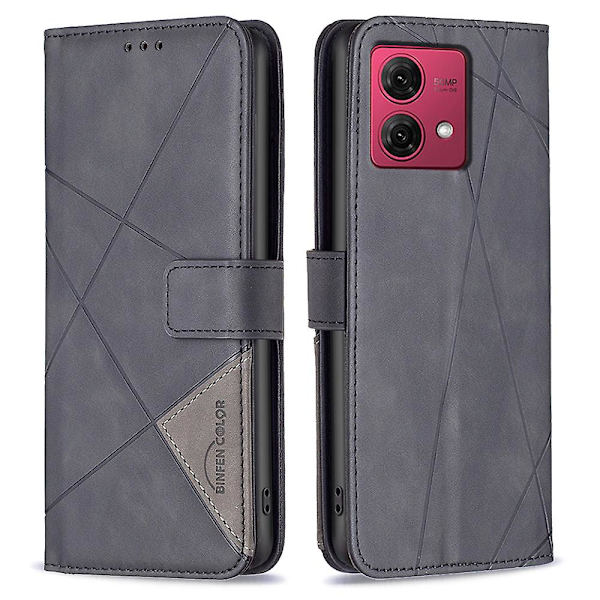 Til Motorola Moto G84 5g Etui Wallet Telefon Cover Stødsikkert PU Læder Shell Black