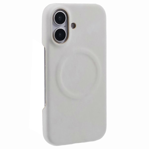 Til iPhone 16 Cover Kompatibelt med MagSafe Hud-berørings Læder+PC Bagcover - Grå Multicolor White