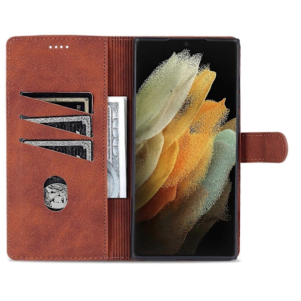 AZNS Fodral för Samsung Galaxy S24 Ultra Läder Skyddat Heltäckande Folio Flip Ställ Telefonskal Multicolor Style C