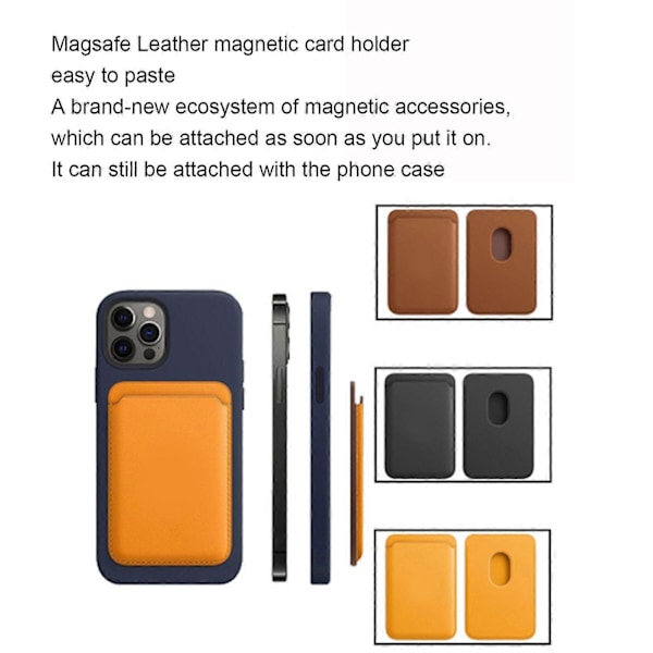 Läder Kortficka för iPhone 12/12 Pro/12 Pro Max Magsafe Magnetisk Korthållare Fodral