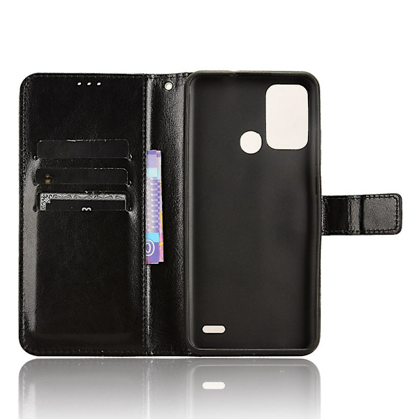 För Zte Blade A53 Pro Case Läder Cover Med Plånboksställ Black