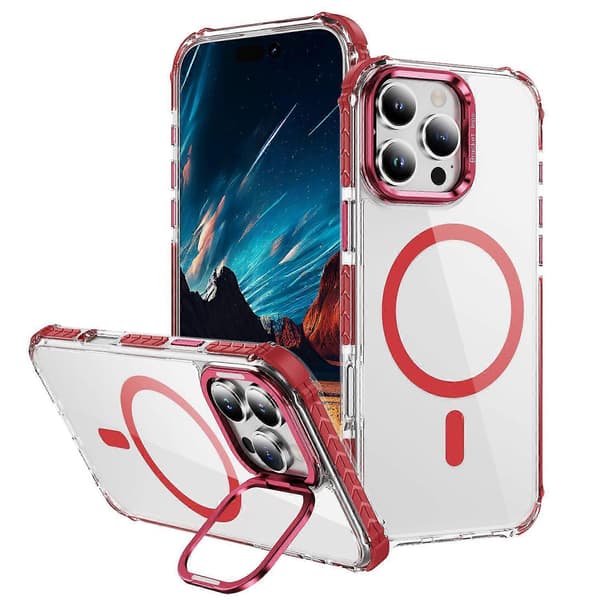 Transparent Skal med Linsstativ och MagSafe för iPhone 16 Pro - Grön Multicolor Red