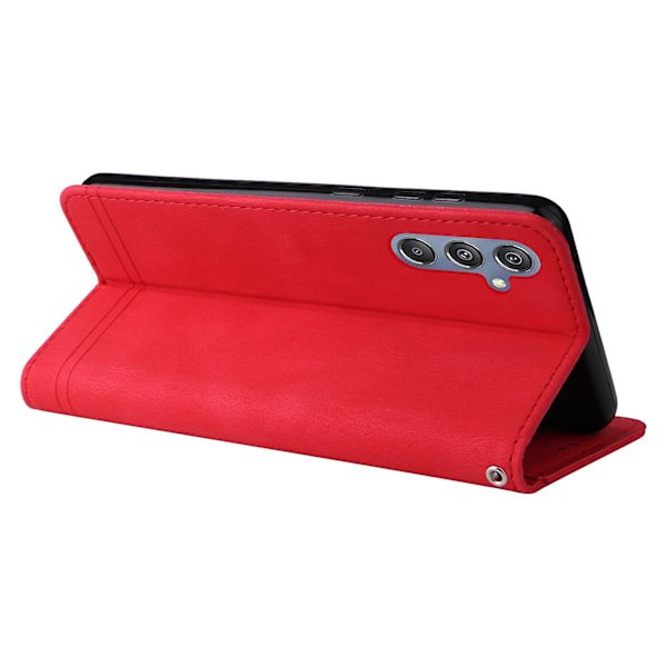 För Samsung Galaxy F34 5g/m34 5g Imprinted Lines Stand Cover Anti-drop Pu Läder Phone case Red