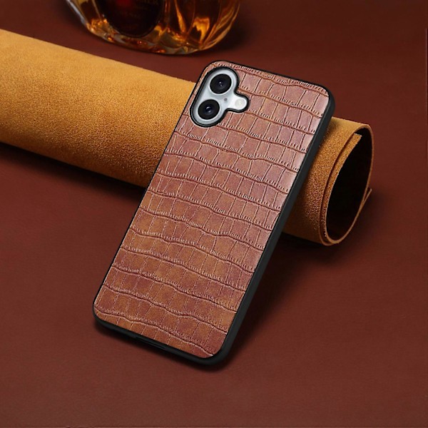 iPhone 16 Plus -kotelo, krokotiilinnahkajäljitelmä, nahkapäällysteinen PC+TPU-puhelinkuori Multicolor Style B