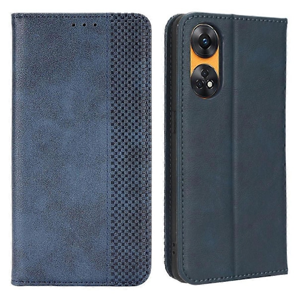 Plånboksfodral för Oppo Reno8 T 4G, Retro Textur PU Läder Ställ Mobiltelefonfodral Multicolor Style A
