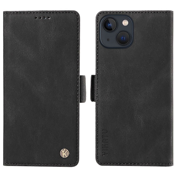 YIKATU YK-005 Pung Etui til iPhone 14 Stativ PU Læder Hud-berørings Magnetisk Beskyttende Telefon Cover Multicolor Style E