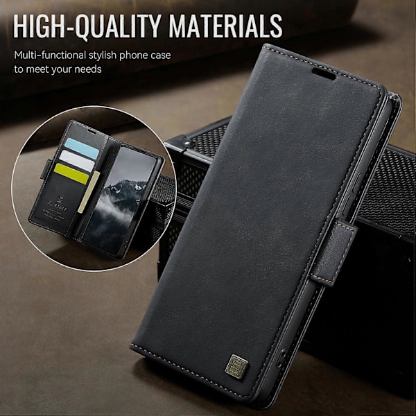 Samsung Galaxy A32 5G -kotelo AUTSPACE A11 RFID-suojattu retro nahkainen matkapuhelinlompakkokotelo Multicolor Black