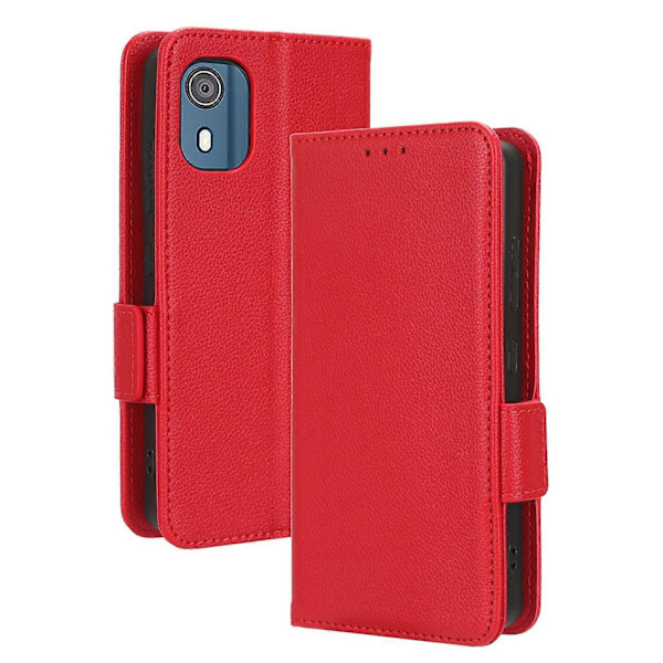 Plånbok PU Läder Telefonfodral för Nokia C02, Litchi Textur Ställ Telefonskydd Multicolor Style C