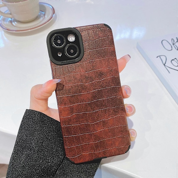 Til iPhone 13 Cover Slim-Fit Krokodille Tekstur PU Læder+TPU Telefon Cover Multicolor Style A