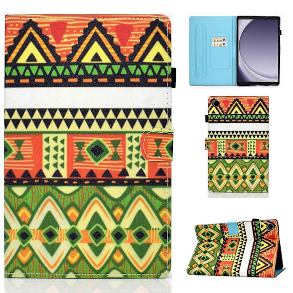 Samsung Galaxy Tab A9+ PU-nahkakotelo, kuvioitu, älykäs tablettisuojus kynätelineellä Multicolor Style F