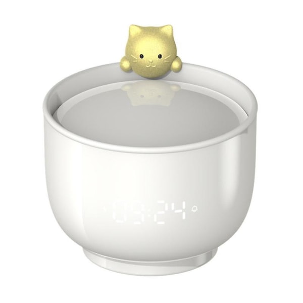 217 Väckarklocka Multifunktionell högprecision Touch Sensing Söt Tekopp Cat Digital Väckarklocka Des White