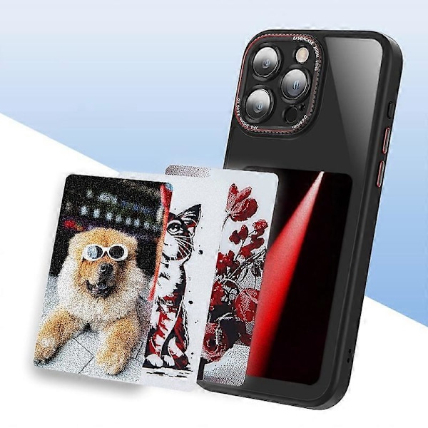 För iPhone 14 Pro Max NFC Telefonfodral DIY Mönster Glas 3-Färgs E Ink Fodral Telefonskal