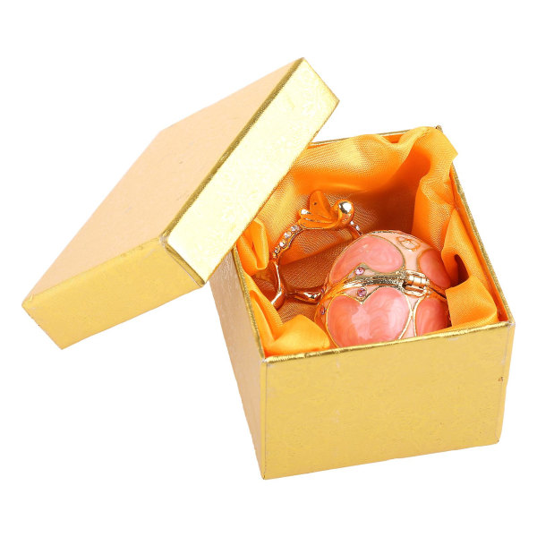 Rosa Faberge-ägg Handmålade smycken Trinket Box Present till påsk Heminredning