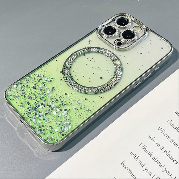 Magnetisk beskyttelsesdeksel til iPhone 13 Pro, TPU+PC, glitter Multicolor Style E