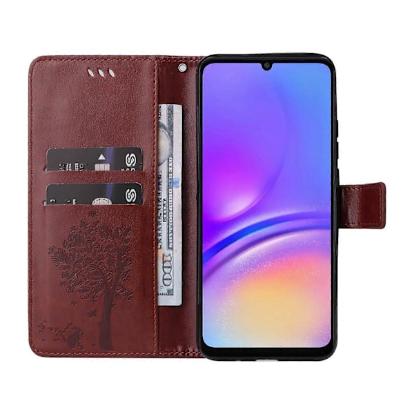 KT Imprinting Flower Series-3 til Samsung Galaxy A06 Etui Katte Træ Mønster Flip Læder Telefon Cover Multicolor Style H
