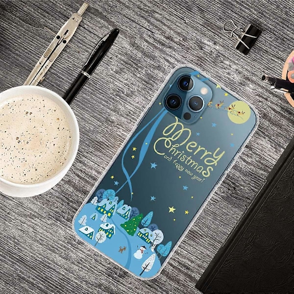 iPhone 16 Pro -kuori, jouluaiheinen pehmeä TPU-puhelinkuori - Orava Multicolor Christmas Town