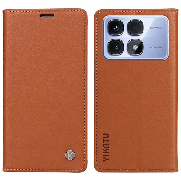 YIKATU YK-001 Xiaomi Redmi K70 Ultra -kotelo, jalustallinen nahkainen puhelinkotelo, vahva magneettisuljin Multicolor Brown