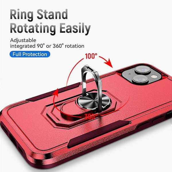 iPhone 15 PC+TPU Iskunkestävä Suojakuori Pudotussuojaava Puhelinkotelo Sormuksella ja Jalustalla Multicolor Style C