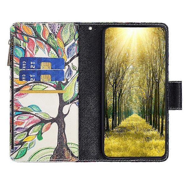 BF03 Telefon Cover til Samsung Galaxy A15 4G Etui Wallet Lynlås Læder Shell Multicolor Style A