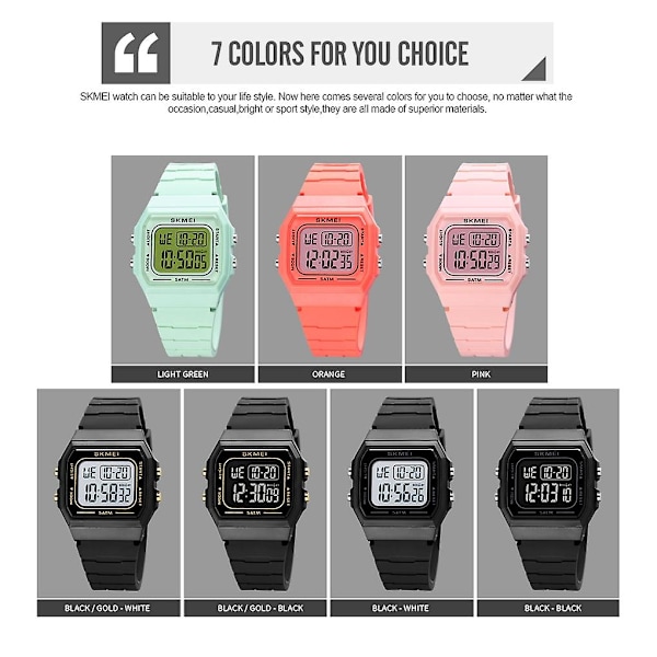 Skmei 1683 Led Digital Display Ljusande elektronisk watch Orange