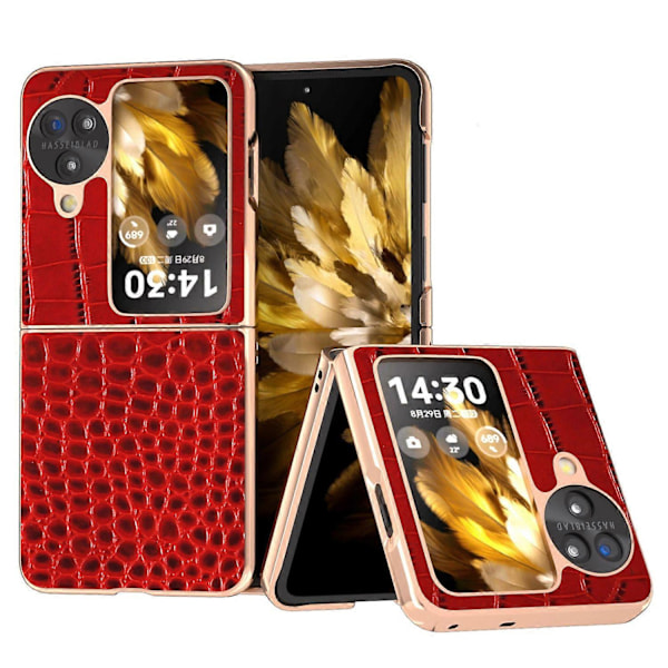 Skal för Oppo Find N3 Flip 5G Krokodiltextur Äkta Läder+PC Mobilskal Multicolor Style D