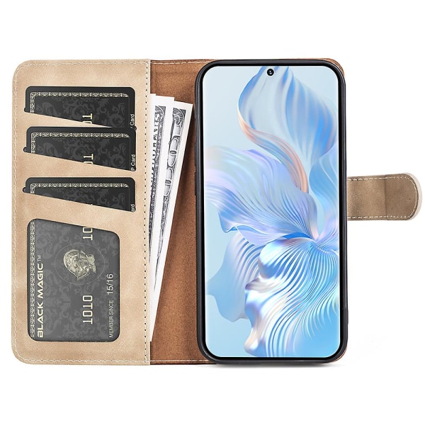 Cover For Honor 80 5g, övergripande täckning Pu Läder Magnetlås Tvåfärgad Design Stativ Phone Case Yellow