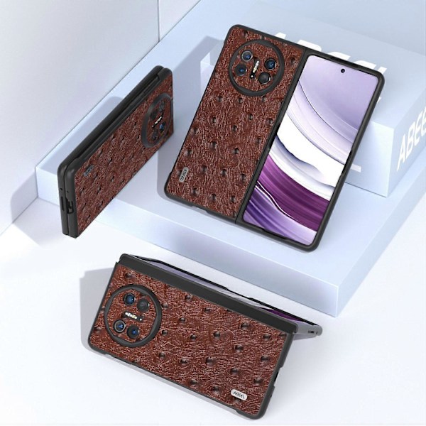 Skal till Huawei Mate X5 Äkta Koläder+TPU+PC Strutsstruktur Vikbart Telefonskydd Multicolor Style D