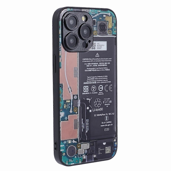 AL-serien för iPhone 13 Pro Skal Exakt Utskärning TPU+Akryl+Glasskydd Multicolor Long Battery Circuit Board