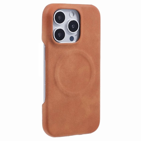 Til iPhone 16 Pro Max Cover Kompatibel med MagSafe Hud-Touch Læder+PC Bagside - Grå Multicolor Yellow