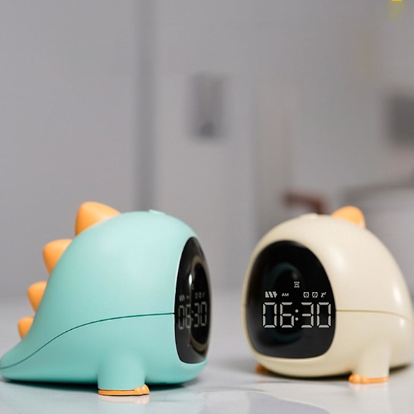 Børnevækkeur Sød Dinosaur Digitalt Sengelamper Børns Søvntræner Vågn Op Led Natlys Snooze Funktion Green