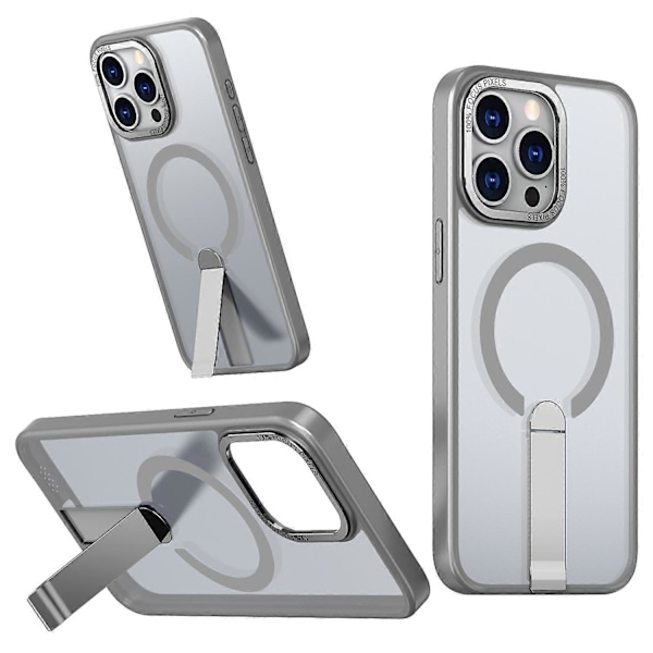Skal för iPhone 15 Pro Kompatibelt med MagSafe Ställ TPU + Akryl Telefonskydd Multicolor Titanium Grey