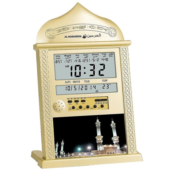 Azan-klocka Athan-böneklocka Automatisk Azan-väggböneklocka Islamiskt muslimskt guld