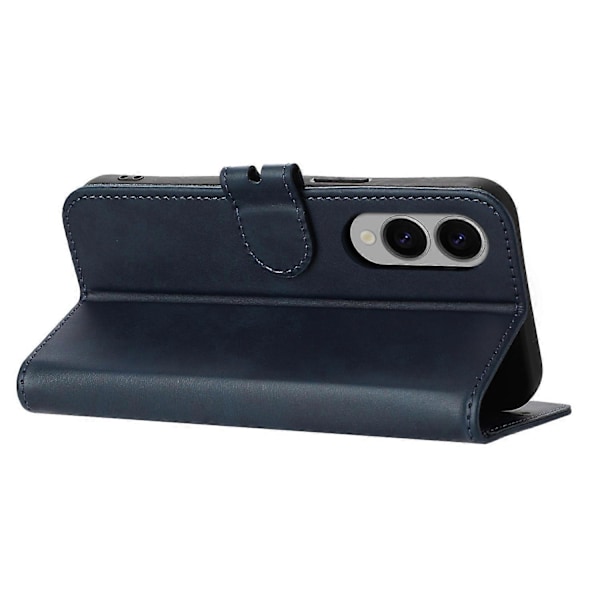 Til Samsung Galaxy S25 Edge Etui Glad Kat Mønster Præget Læder Wallet Telefon Cover Multicolor Blue