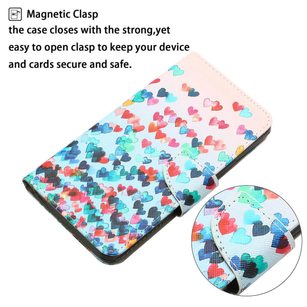 För Xiaomi Redmi 12c 4g Pu cover Mönstertryck Plånboksställ Flip Phone case Love Heart